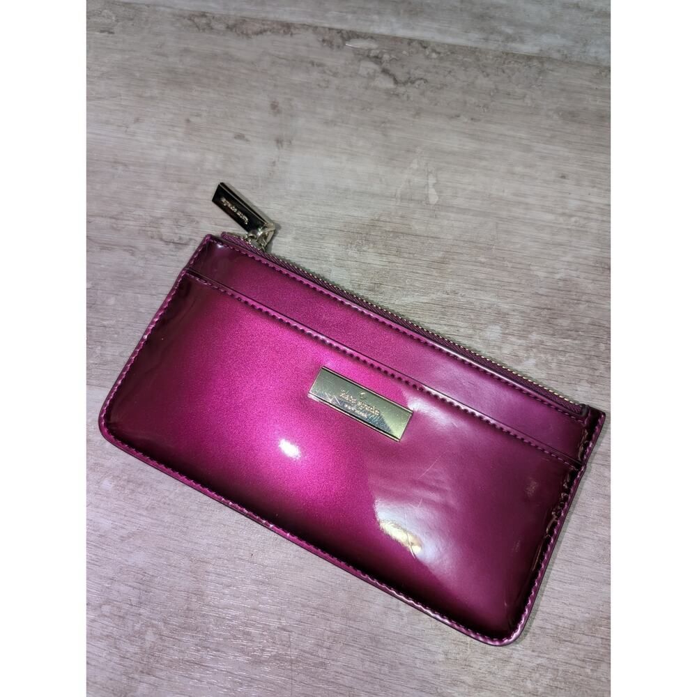 kate spade Metallic Fuchsia Patent Zip Wallet